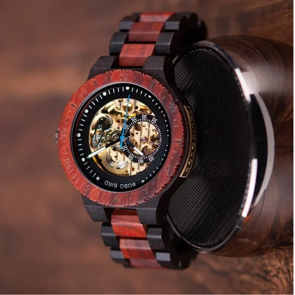 - 🌱MEN’S MECHANICAL 2 TONE💯100% WOOD WATCH *NEW*